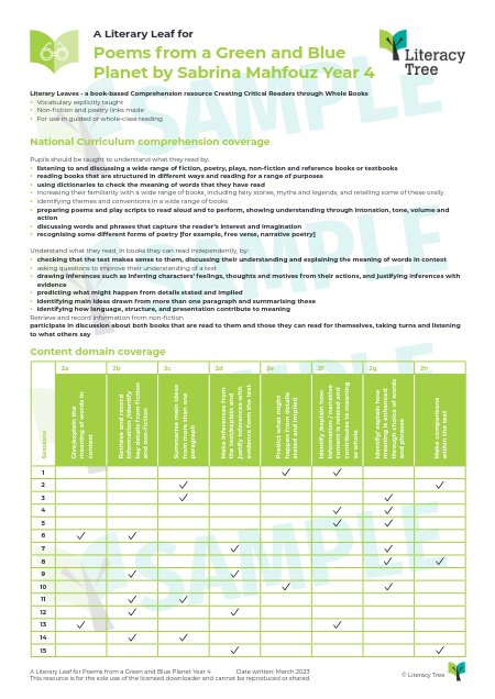 Sample Reading Leaf (for Poems from a Green and Blue Planet)