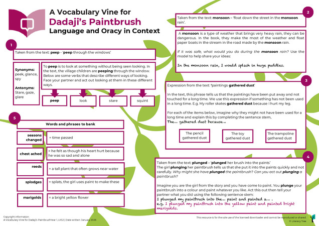 A Vocabulary Vine for Dadaji's Paintbrush