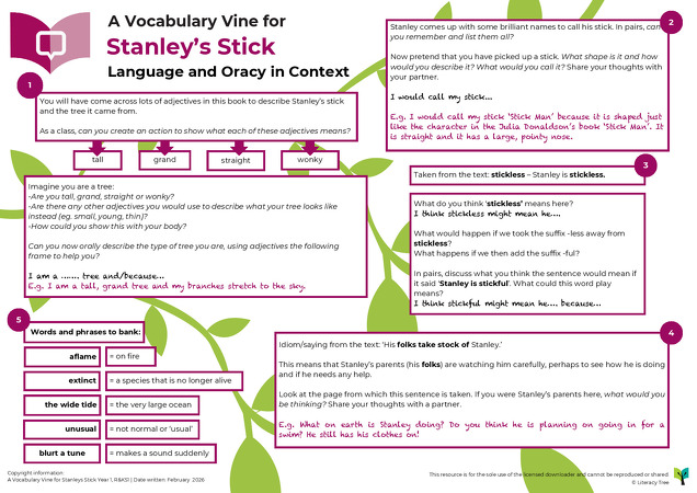 A Vocabulary Vine for Stanley's Stick