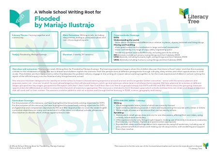 A Sample Whole School Writing Root for Flooded by Mariajo Illustrajo